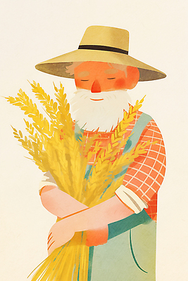 JPG 전통 농업 일러스트 자연 따뜻함 고개숙이기 풍경 농장 평화 농사 금색 수확 농촌 시골 작업 농부 보리 선율 국내일러스트 AI일러스트 AI콘텐츠 직업 산업 컬러 컨셉 곡류 숙이기 생태계 파일형식