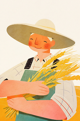 JPG 전통 손 행복 포즈 농업 일러스트 자연 웃음 일상 여름 농작물 햇빛 농장 기쁨 수확 농부 밀 친환경 국내일러스트 AI일러스트 AI콘텐츠 직업 계절 감정 산업 곡류 표정 라이프 신체부위 태양 환경 생태계 파일형식