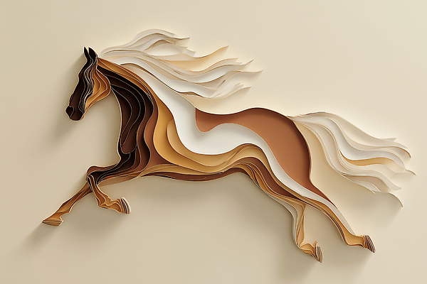 JPG 모양 편집이미지 디자인 종이 예술 컬러 조각 곡선 장식 달리기 말 말_게임 페이퍼아트 작품 독창 생동감 창의성 편집실사 AI컴퓨터그래픽 AI콘텐츠 선 모션 미술 CG 파일형식