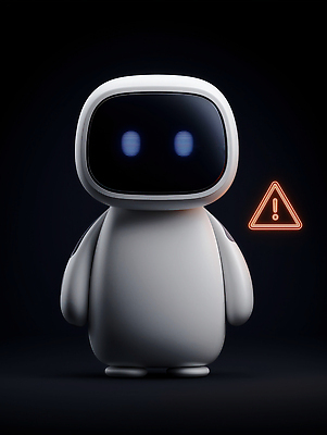 JPG 편집이미지 디자인 컬러 백그라운드 미래 기술 경고 안전 전자제품 귀여움 어둠 기계 로봇 접근 AI_인공지능 편집3D AI컴퓨터그래픽 AI콘텐츠 컨셉 3D 파일형식