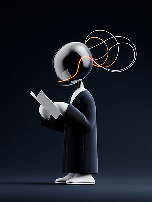 JPG 편집이미지 캐릭터 디자인 백그라운드 미래 기술 책 학습 독서 교양 집중 로봇 심플 상상력 창의력 편집3D AI컴퓨터그래픽 AI콘텐츠 교육 컨셉 3D 파일형식