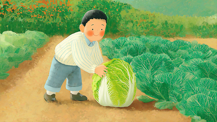 JPG 식물 어린이 농업 채소 일러스트 가족 모션 자연 웃음 풍경 일상 파란색 햇빛 농장 수확 즐거움 배추 수확철 국내일러스트 AI일러스트 AI콘텐츠 감정 산업 컬러 관계 표정 사람 라이프 태양 생태계 파일형식