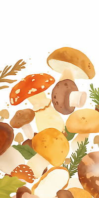 JPG 모양 식물 계절 예술 컬러 일러스트 자연 한국 버섯 신선 생태 혼합 숲 소재 조화 뷰티풀 테마 국내일러스트 AI일러스트 AI콘텐츠 아시아 생태계 파일형식