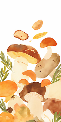 JPG 모양 식물 디자인 계절 예술 컬러 일러스트 자연 수채화 인테리어 농장 버섯 유기농 식용버섯 조화 채색 먹거리 뷰티풀 국내일러스트 AI일러스트 AI콘텐츠 웰빙 음식 농업 미술 생태계 파일형식