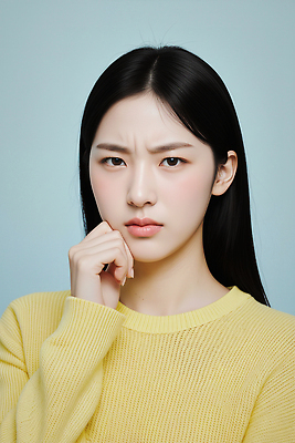 JPG 편집이미지 긴머리 여자 감정 생각 표정 청춘 노란색 머리 스웨터 고민 흰배경 심각 의료성형뷰티 편집실사 AI인물포토 AI콘텐츠 헤어스타일 컬러 백그라운드 컨셉 상의 사람 신체부위 흰색 CG 파일형식 AI포토