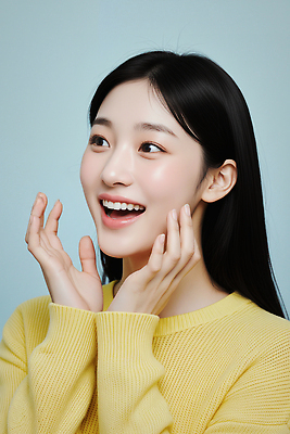 JPG 편집이미지 손 행복 감정 얼굴 포즈 따뜻함 표정 웃음 기쁨 의료성형뷰티 편집실사 AI인물포토 AI콘텐츠 신체부위 CG 파일형식 AI포토