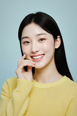 JPG 모델 편집이미지 얼굴 하늘색 손가락 미소 웃음 촬영 파란배경 뷰티풀 의료성형뷰티 스타일 편집실사 AI인물포토 AI콘텐츠 손 백그라운드 표정 신체부위 파란색 CG 파일형식 AI포토