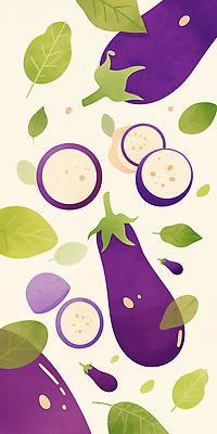 JPG 모양 식물 디자인 음식 컬러 백그라운드 채소 일러스트 식재료 자연 가지 건강 여름 농작물 신선 유기농 조화 비건 국내일러스트 AI일러스트 AI콘텐츠 웰빙 계절 농업 생태계 채식주의자 파일형식