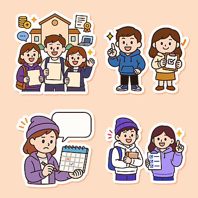 학생 초등학생 스티커 일러스트 모션 협력 기념 웃음 학습 유치원 모임 축하 결과 계획 상패 집중 동료 즐거움 문서 취업준비생 소통 국내일러스트 AI파일 교육 감정 컨셉 관계 표정 사람 구직 상_우승 파일형식 벡터