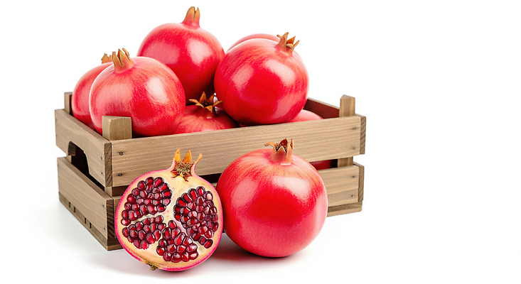 JPG 편집이미지 음식 과일 자연 건강 요리 빨간색 뷰티 나무상자 석류 비타민 원산지 제철 편집실사 AI포토 AI콘텐츠 컬러 상자 CG 생태계 영양소 파일형식