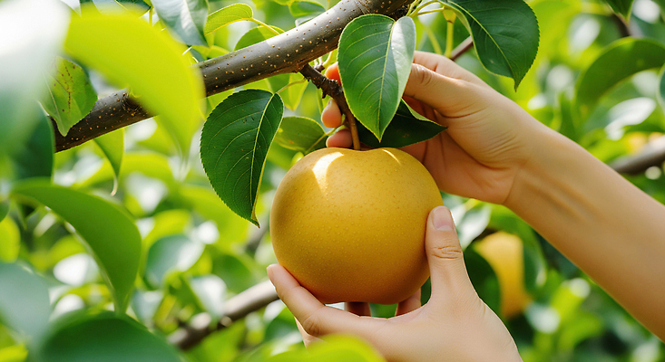 JPG 나무 식물 편집이미지 손 과일 자연 여름 햇빛 태양 농장 농사 수확 배 과수원 사과나무 따기 편집실사 AI인물포토 AI콘텐츠 자연요소 계절 농업 신체부위 사과 CG 생태계 파일형식 AI포토