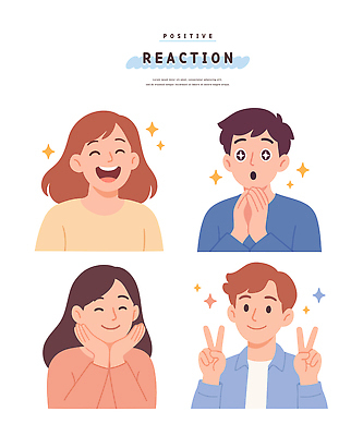 캐릭터 행복 감정 일러스트 커뮤니케이션 함께함 표정 웃음 여러명 일상 친구 놀람 다양 즐거움 긍정 감성 국내일러스트 AI파일 다수 컨셉 관계 사람 라이프 파일형식 벡터