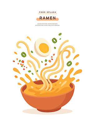 그릇 웰빙 아시아 음식 채소 일러스트 건강 요리 계란 주황색 식사 라면 면류 맛 수프 향신료 비타민 끓이기 간편조리식품 국내일러스트 AI파일 식기 나라 컬러 컨셉 모션 알 영양소 향미료 파일형식 벡터