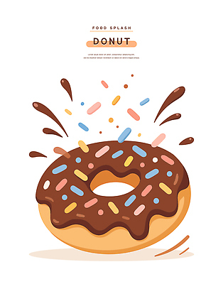 음식 컬러 일러스트 디저트 과자 케이크 초콜릿 축제 도넛 달콤 맛 즐거움 그림 브런치 튀는물 먹거리 식욕 스프링클 국내일러스트 AI파일 감정 컨셉 장식 식사 액체표현 스플래쉬 파일형식 벡터