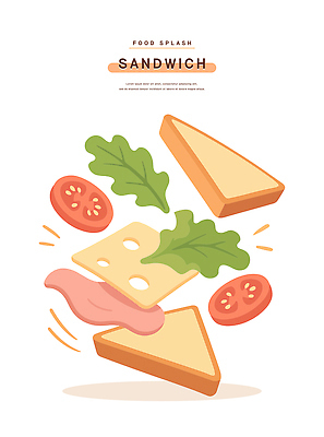 음식 토마토 채소 일러스트 재료 디저트 치즈 샌드위치 요리 공중 식사 신선 맛 즐거움 햄 조화 국내일러스트 AI파일 감정 컨셉 유제품 육류 파일형식 벡터