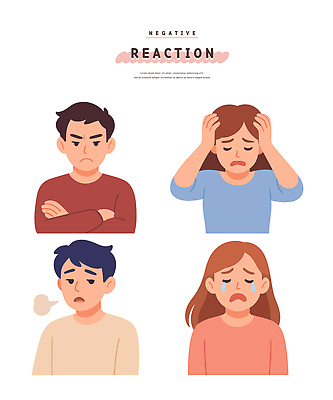 캐릭터 디자인 감정 얼굴 일러스트 스트레스 대화 사랑 사람 슬픔 마음 표현 걱정 반응 부정적 우울감 국내일러스트 AI파일 말하기 신체부위 파일형식 벡터