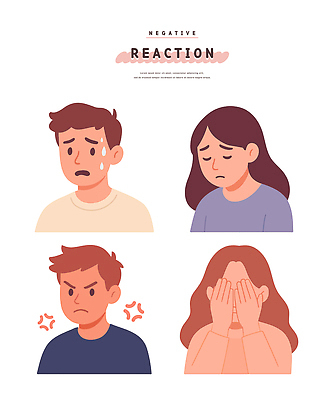 캐릭터 감정 일러스트 표정 사람 일상 다양 슬픔 분노 걱정 심리 소통 반응 우울감 상호작용 국내일러스트 AI파일 다수 컨셉 라이프 파일형식 벡터