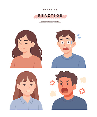 캐릭터 감정 일러스트 표정 사람 여러명 슬픔 분노 표현 좌절 무서움 그림 심리 반응 부정적 상호작용 국내일러스트 AI파일 다수 컨셉 파일형식 벡터