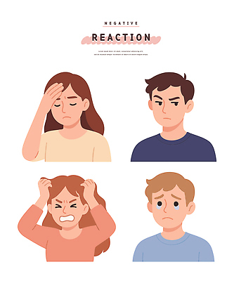 감정 일러스트 관계 스트레스 표정 대화 사랑 사람 친구 슬픔 분노 불안 고민 불만 심리 스트레스해소 우울감 국내일러스트 AI파일 말하기 파일형식 벡터