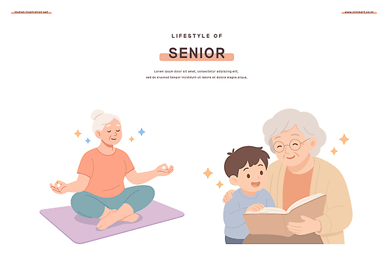 노년 행복 할머니 일러스트 가족 관계 모션 손자 건강 웃음 취미 독서 평화 교양 편안함 균형 연령 명상 일과 정신건강 국내일러스트 AI파일 여자 남자 감정 컨셉 표정 성인 감각 손주 파일형식 벡터