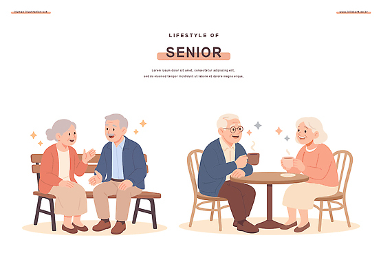 커플 공원 노년 행복 벤치 일러스트 모션 대화 웃음 취미 일상 카페 만남 차 그림 친목 국내일러스트 AI파일 공공시설 감정 음료 컨셉 의자 관계 표정 말하기 성인 라이프 상점 파일형식 벡터