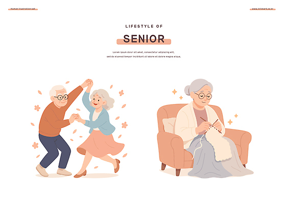 노년 행복 문화 여유 포즈 일러스트 모션 사랑 웃음 취미 라이프 소파 정원 노부부 춤 시간 뜨개질 편안함 즐거움 손재주 국내일러스트 AI파일 부부 감정 의자 문화예술 표정 성인 생활 감각 파일형식 벡터