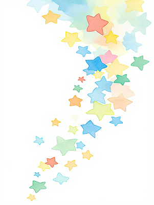 JPG 디자인 별 예술 컬러 백그라운드 일러스트 하늘 수채화 풍경 장식 꿈 표현 혼합 이미지 부드러움 화사함 환상 국내일러스트 AI일러스트 AI콘텐츠 자연요소 컨셉 감각 파일형식