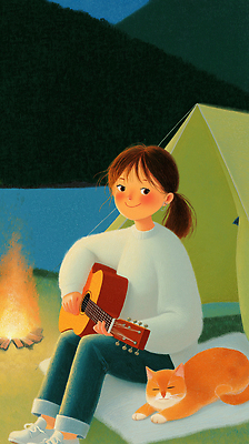 JPG 동물 여자 음악 일러스트 자연 휴식 아웃도어 초록색 여름 친구 소풍 야외활동 평화 캠핑 기타 모닥불 즐거움 힐링 소통 국내일러스트 AI일러스트 AI콘텐츠 계절 감정 컬러 컨셉 관계 불 현악기 레저 문화예술 사람 생태계 파일형식