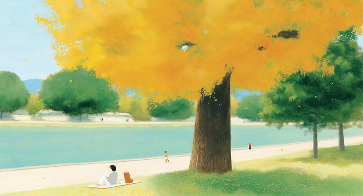 JPG 나무 호수 여유 일러스트 자연 바람 휴식 풍경 잔디 여러명 일상 친구 소풍 고요 산책 가을 은행나무 방문객 국내일러스트 AI일러스트 AI콘텐츠 자연요소 식물 계절 감정 다수 컨셉 관계 날씨 사람 라이프 야외활동 생태계 파일형식