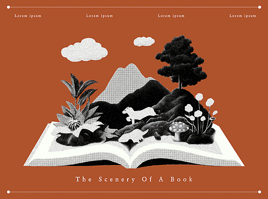 PSD 나무 식물 동물 구름 디자인 예술 컬러 일러스트 자연 휴식 산 풍경 책 조화 뷰티풀 상상력 국내일러스트 자연요소 컨셉 생태계 파일형식