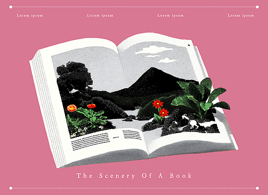 PSD 식물 디자인 꽃 문화 예술 컬러 백그라운드 일러스트 자연 산 풍경 책 컬러풀 디지털 표현 오픈 창의성 창작 국내일러스트 생태계 파일형식