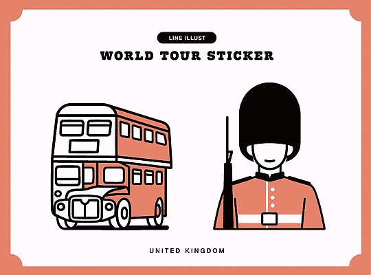 전통 디자인 문화 예술 상징 컬러 여행 백그라운드 스티커 일러스트 영국 거리 여행객 라인아트 런던 기념품 이층버스 근위병 국내일러스트 AI파일 유럽 선 버스 사람 군인 오브젝트 파일형식 벡터