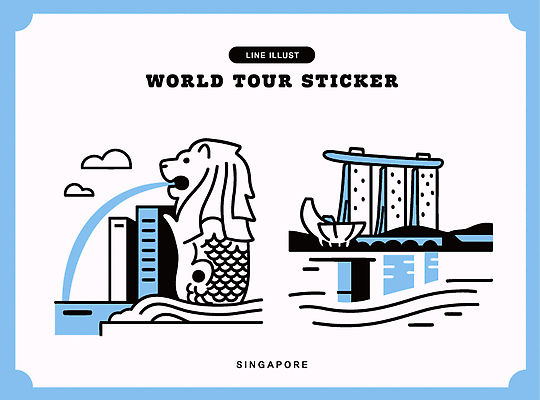 구름 건축물 디자인 문화 상징 여행 백그라운드 일러스트 하늘 풍경 관광지 세계 도시 수면 대표 라인아트 조화 싱가폴 멀라이언타워 국내일러스트 AI파일 자연요소 건축 아시아 선 물 파일형식 벡터
