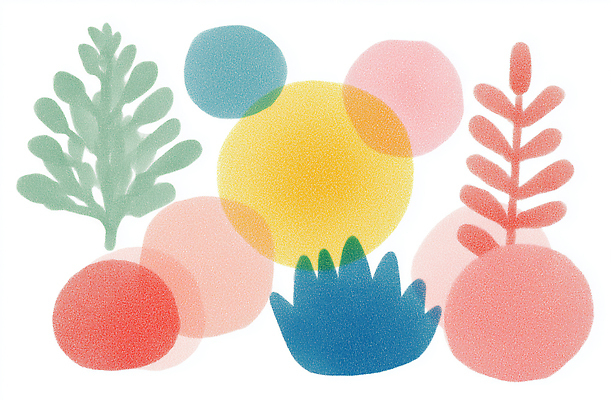 JPG 모양 식물 디자인 예술 컬러 일러스트 자연 수채화 원형 배열 부드러움 감성 조화 창의성 창작 디지털아트 국내일러스트 AI일러스트 AI콘텐츠 도형 컨셉 감각 생태계 파일형식