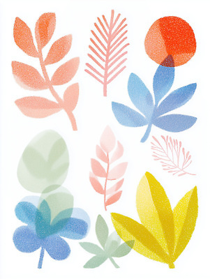 JPG 모양 식물 디자인 예술 분홍색 컬러 백그라운드 일러스트 자연 장식 초록색 여름 노란색 보라색 그림 조화 뷰티풀 생동감 창의성 국내일러스트 AI일러스트 AI콘텐츠 계절 생태계 파일형식