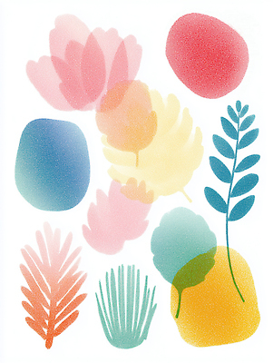 JPG 식물 디자인 꽃 예술 컬러 패턴 일러스트 자연 추상 그래픽 장식 인테리어 컬러풀 부드러움 손그림 화사함 감성 독창 뷰티풀 색감 국내일러스트 AI일러스트 AI콘텐츠 컨셉 무늬 감각 생태계 파일형식