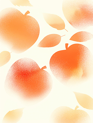 JPG 식물 디자인 예술 배경화면 백그라운드 패턴 과일 일러스트 자연 추상 나뭇잎 따뜻함 장식 주황색 사과 부드러움 감성 그라데이션 색감 국내일러스트 AI일러스트 AI콘텐츠 컬러 컨셉 잎 무늬 감각 생태계 파일형식