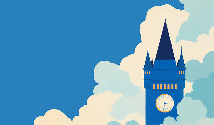 PSD 구름 디자인 건축 시계 컬러 일러스트 자연 하늘 풍경 파란색 도시 시계탑 흰구름 조화 뷰티풀 경관 국내일러스트 자연요소 탑 생태계 파일형식 구름_자연