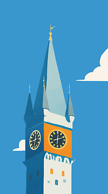 모양 PSD 구름 건축물 디자인 예술 상징 시계 컬러 일러스트 하늘 앞모습 장식 파란색 도시 시간 역사 구출 높이 시계탑 기념물 특징 국내일러스트 자연요소 건축 뷰포인트 탑 도움 파일형식