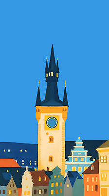 PSD 전통 건축 유럽 문화 예술 여행 일러스트 하늘 거리 풍경 여러명 도시 역사 프라하 기념물 구시가지 뷰티풀 국내일러스트 나라 다수 사람 체코 파일형식