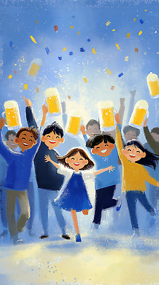 JPG 기념일 행복 일러스트 모션 맥주 웃음 여러명 파란색 친구 파티 축제 기쁨 모임 에너지 축하 분위기 즐거움 장면 일과 락페스티벌 국내일러스트 AI일러스트 AI콘텐츠 감정 컬러 다수 컨셉 관계 주류 표정 사람 이벤트 파일형식