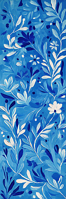 JPG 식물 디자인 꽃 예술 패턴 일러스트 자연 추상 수채화 벽면 그래픽 장식 파란색 컬러풀 화려 모던 그림 조화 색감 국내일러스트 AI일러스트 AI콘텐츠 벽 컬러 컨셉 무늬 생태계 파일형식