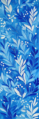 JPG 식물 디자인 예술 컬러 백그라운드 패턴 일러스트 자연 벽면 장식 파란색 흰색 벽화 그림 작품 조화 색채 창의성 국내일러스트 AI일러스트 AI콘텐츠 벽 무늬 미술 생태계 파일형식