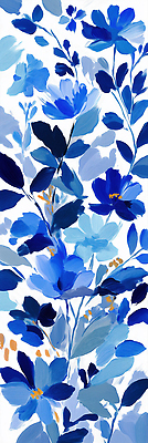 JPG 식물 디자인 꽃 예술 컬러 백그라운드 잎 패턴 일러스트 자연 장식 파란색 인테리어 그림 감성 조화 뷰티풀 생동감 패브릭 국내일러스트 AI일러스트 AI콘텐츠 컨셉 무늬 직물 생태계 파일형식