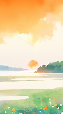 JPG 나무 식물 구름 호수 여유 물결 컬러 일러스트 자연 하늘 풍경 잔디 일상 평화 노을 고요 일몰 펼침 저녁 뷰티풀 풍요 국내일러스트 AI일러스트 AI콘텐츠 자연요소 감정 컨셉 모션 라이프 야간 생태계 파일형식