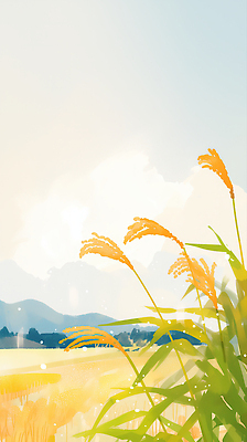 JPG 식물 겨울 일러스트 자연 하늘 산 풍경 초원 파란색 햇빛 농장 평화 농사 금색 수확 벼 가을 농촌 시골 뷰티풀 경관 국내일러스트 AI일러스트 AI콘텐츠 계절 컬러 컨셉 농업 곡류 태양 생태계 파일형식
