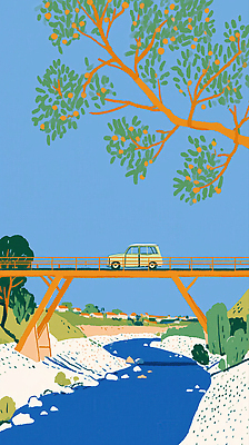 JPG 나무 도로 여유 여행 이동 일러스트 자동차 자연 하늘 생명 풍경 초원 일상 강 맑음 생태 그림 청명 가교 국내일러스트 AI일러스트 AI콘텐츠 식물 건축물 감정 길 육상교통 컨셉 교통시설 날씨 라이프 생태계 파일형식