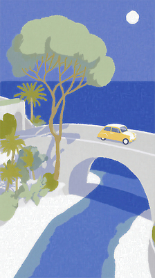 JPG 나무 구름 도로 길 여유 예술 바다 여행 이동 일러스트 자연 리조트 바람 풍경 해변 고요 달 구조물 색채 가교 국내일러스트 AI일러스트 AI콘텐츠 자연요소 식물 건축물 건축 감정 컨셉 교통시설 날씨 생태계 파일형식