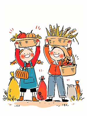 JPG 전통 행복 농업 채소 과일 일러스트 가족 자연 웃음 풍경 일상 농작물 농장 바구니 수확 추수 가을 신선 동심 국내일러스트 AI일러스트 AI콘텐츠 계절 감정 산업 관계 표정 라이프 생태계 파일형식