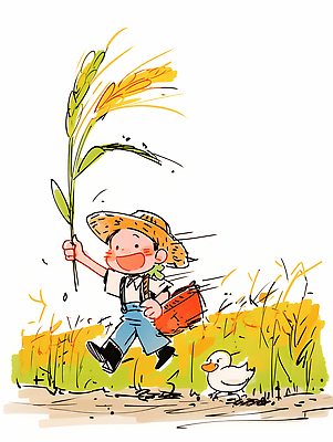 JPG 전통 행복 어린이 농업 채소 일러스트 모션 자연 곡류 오리 웃음 친구 농장 농사 수확 농부 소중 즐거움 국내일러스트 AI일러스트 AI콘텐츠 직업 감정 산업 컨셉 관계 조류 표정 사람 생태계 파일형식